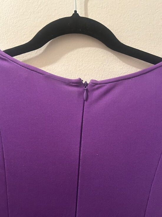 Catherine Malandrino Lush Purple Ruched V Neck Bodycon Silk Nylon Dress - Picture 11 of 16